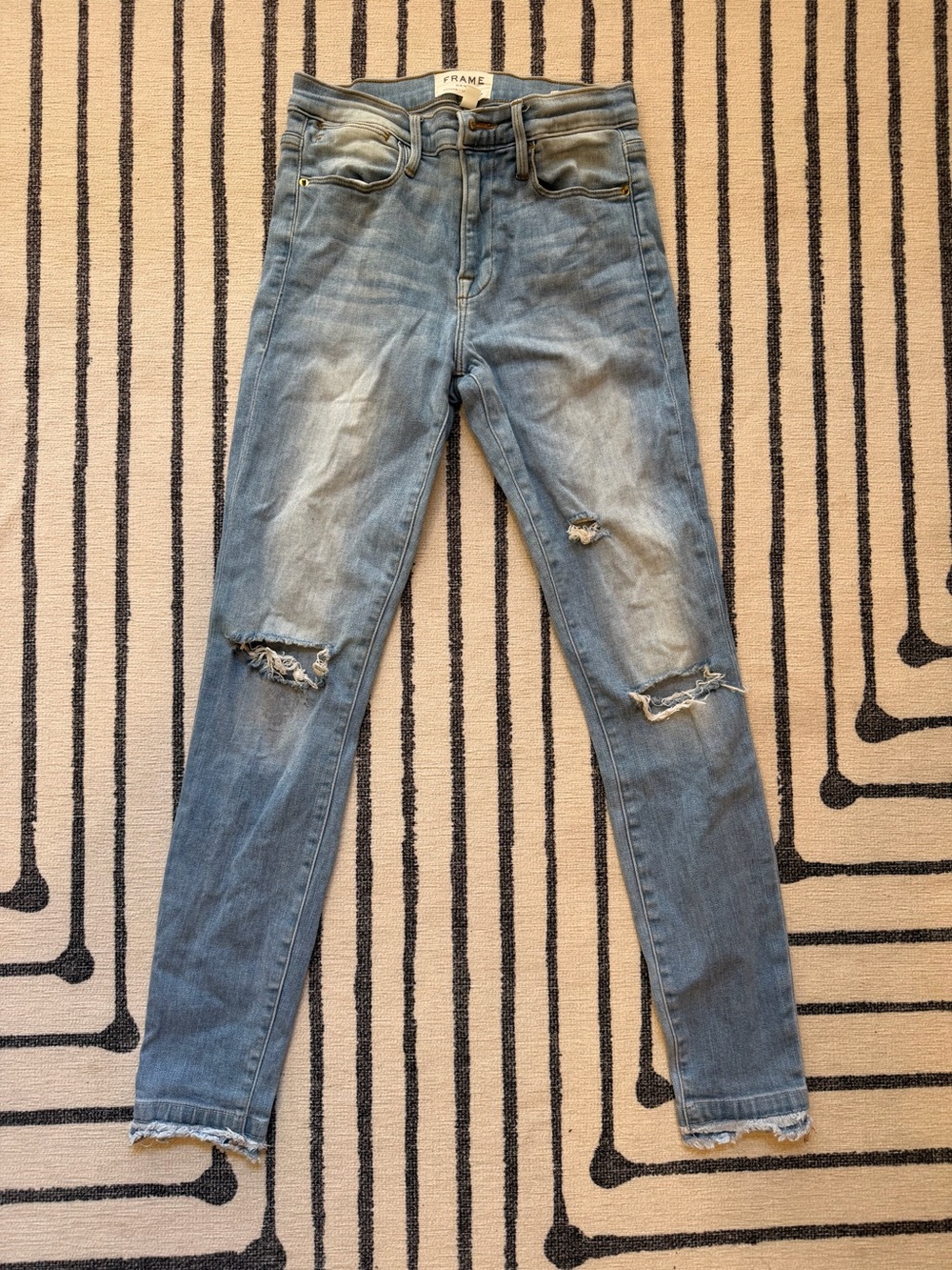 Frame Denim Light Blue Ripped Skinny Jeans